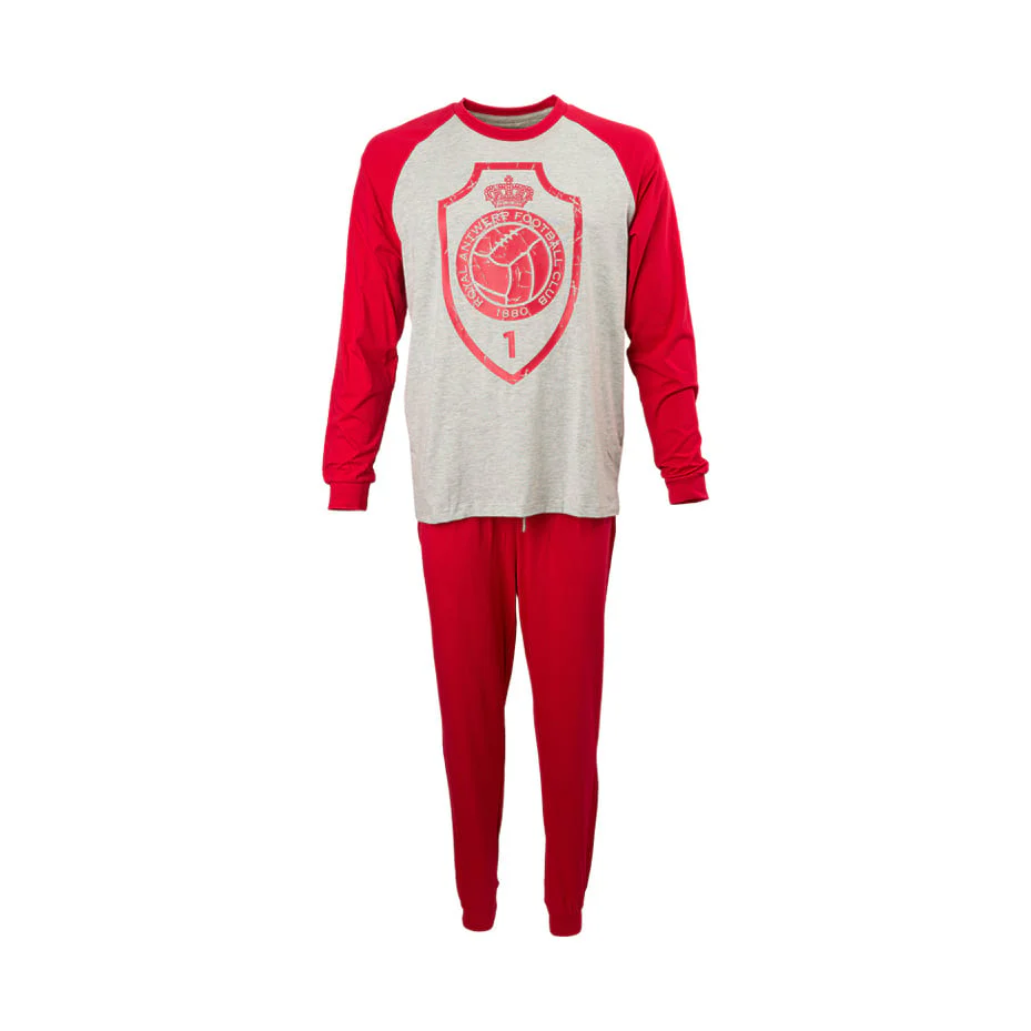 Royal Antwerp Pyjama rood-grijs met logo - Image 3